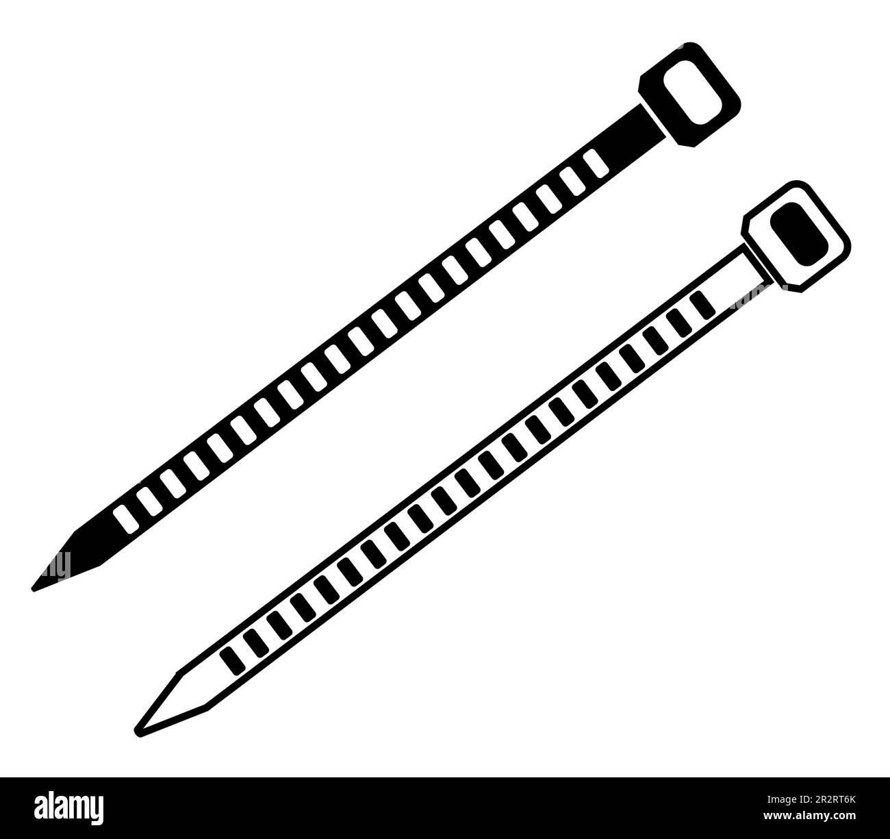icona fascette serracavi. logo di contorno dei materiali da costruzione. cartello con fascetta serracavi per silhouette ritagliata. stile piatto. Foto Stock