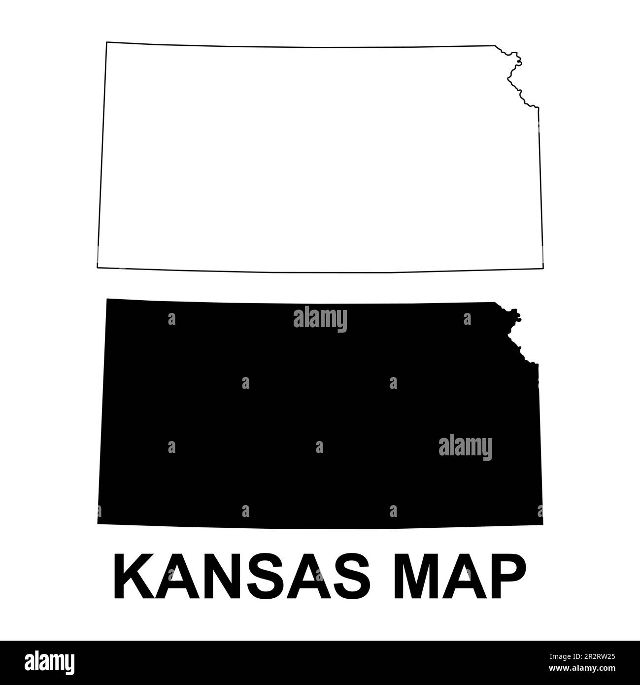 Set di mappa del Kansas, stati uniti d'america. Illustrazione vettoriale a icone piatte . Illustrazione Vettoriale