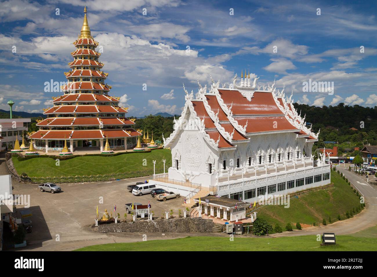 Wat Huay Pla Kang, tempio cinese a Chiang Rai, Chiang Rai, Thailandia. Foto Stock