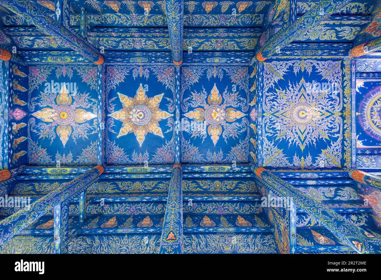 Soffitto del Tempio Blu a Chiang Rai, Thailandia. Foto Stock