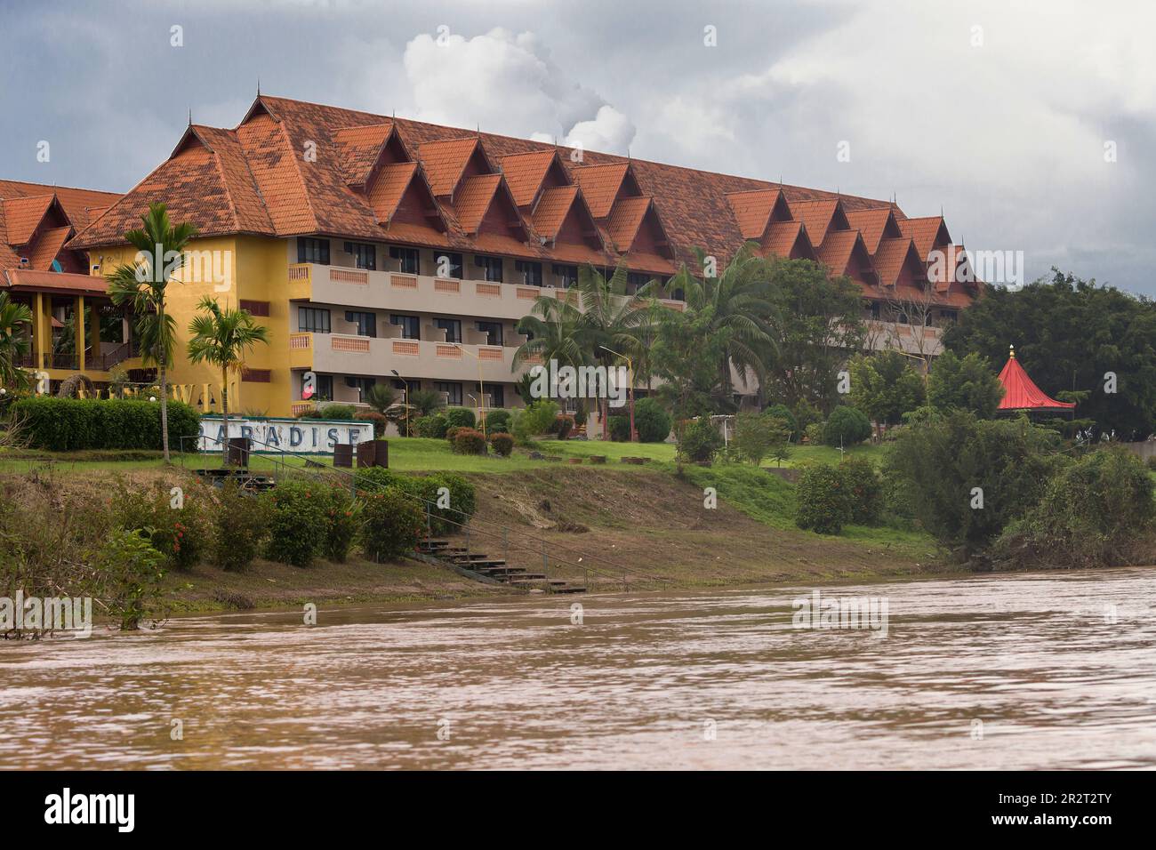 Triangolo d'oro, Myanmar - 7 settembre 2018: Paradise Casino sul fiume Mekong, Triangolo d'oro, Myanmar. Foto Stock