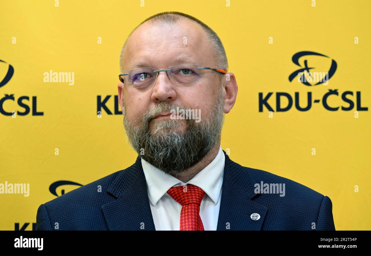 Praga, Repubblica Ceca. 20th maggio, 2023. Il vicepresidente della KDU-CSL Jan Bartosek durante la conferenza stampa dopo la conferenza di candidatura della KDU-CSL a Praga, Repubblica Ceca, 20 maggio 2023. Credit: Katerina Sulova/CTK Photo/Alamy Live News Foto Stock