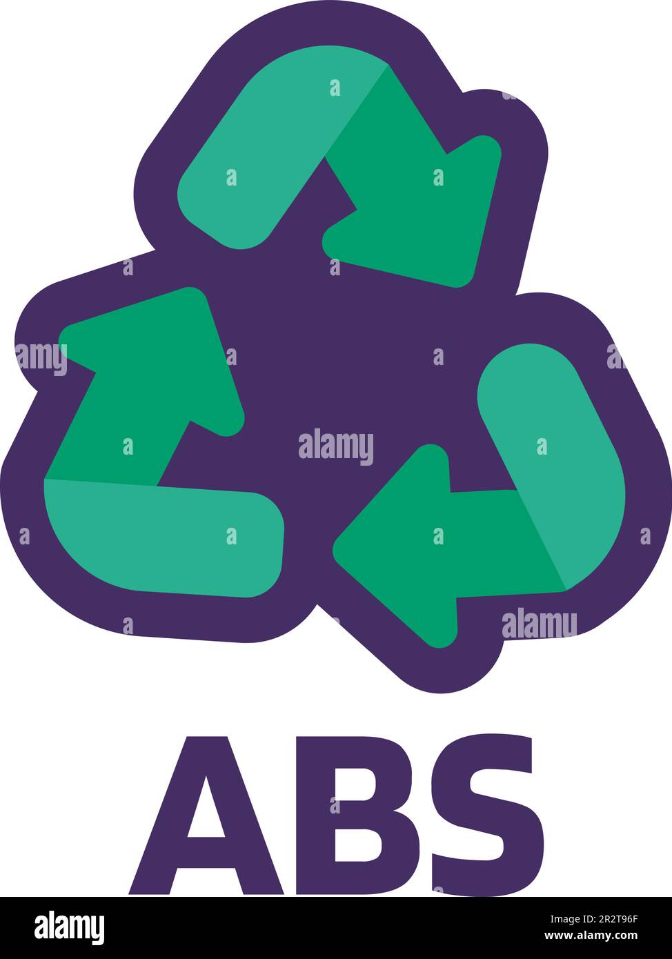 Notare il simbolo ABS per la marcatura dei prodotti industriali. Codice di riciclaggio per plastica, carta, metalli. Informare il consumatore sulle proprietà dell'imballaggio e sui prodotti chimici Illustrazione Vettoriale