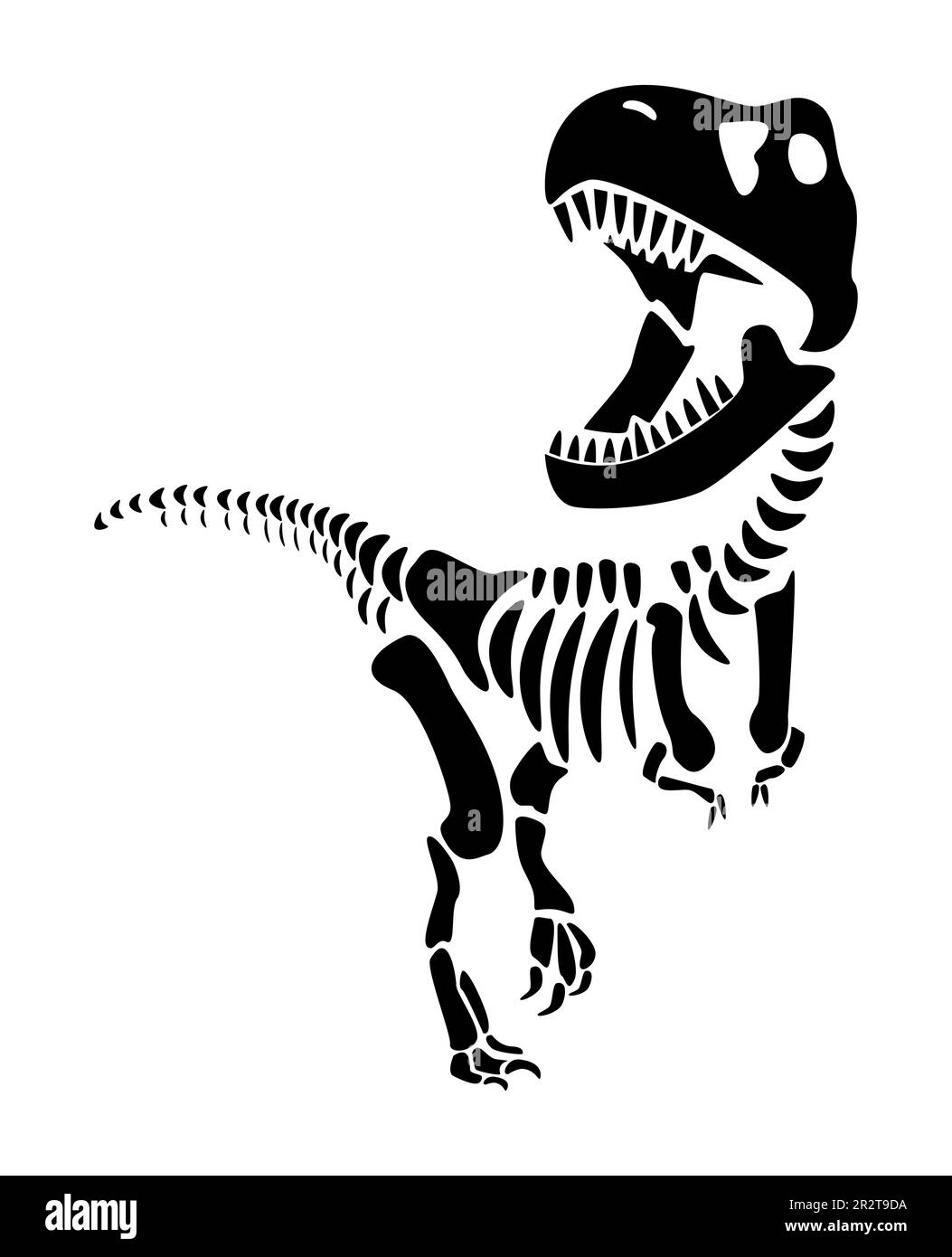 Scheletro di Tyrannosaurus Rex . Silhouette dinosauri . Vista frontale . Vettore . Illustrazione Vettoriale