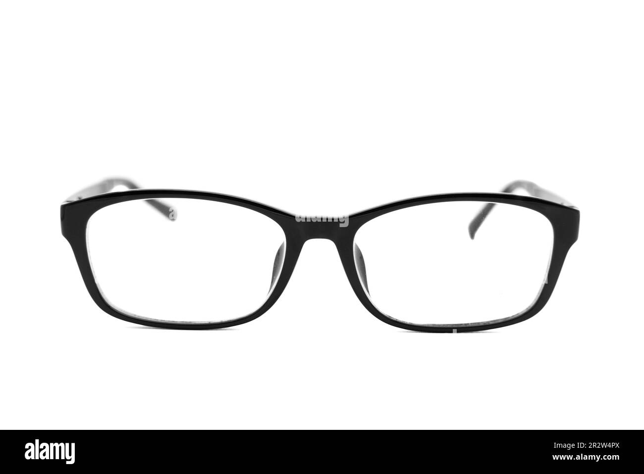 Occhiali neri isolati su sfondo bianco Foto Stock