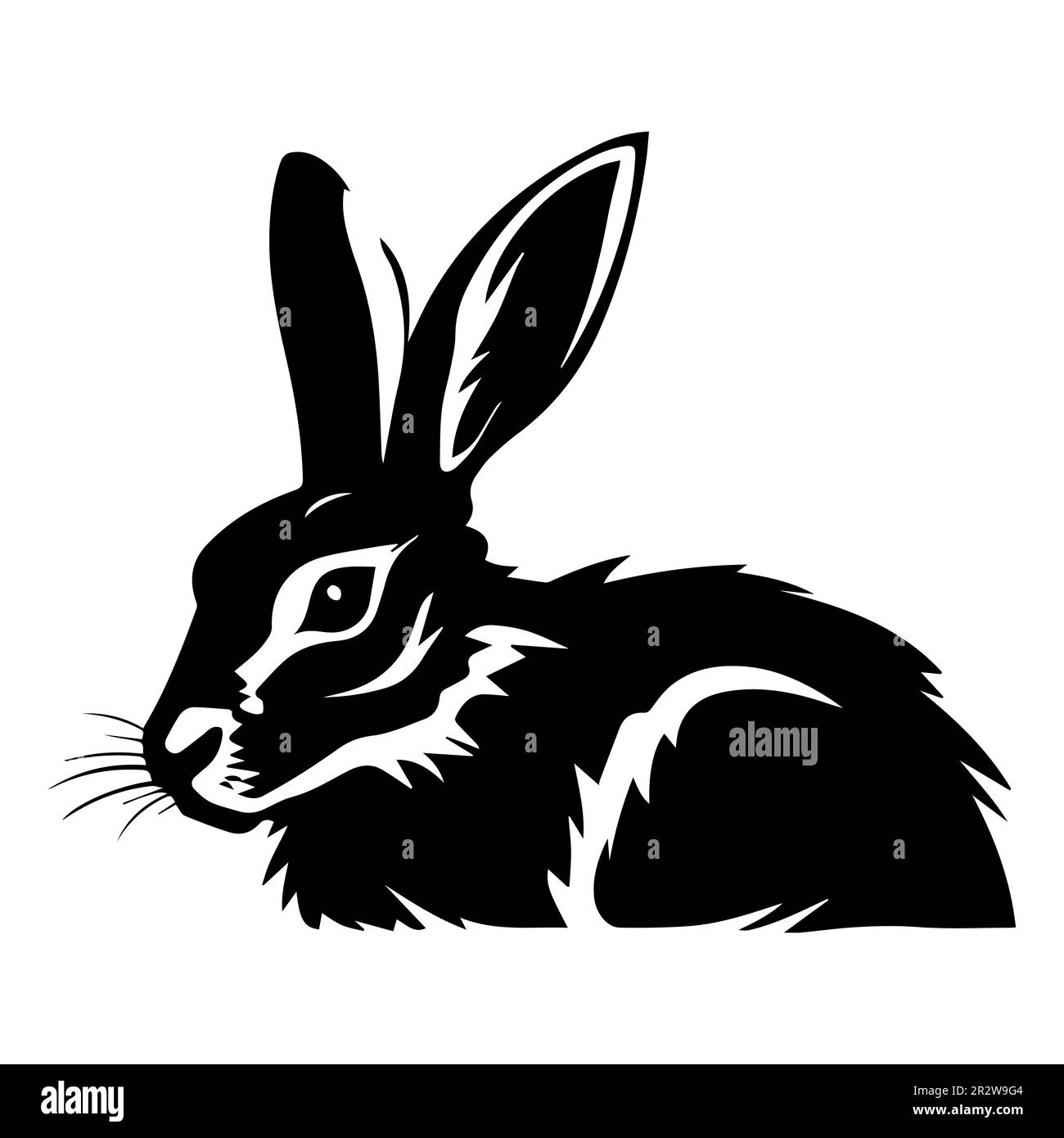 icona lepre nera su sfondo bianco. illustrazione del vettore piatto Illustrazione Vettoriale