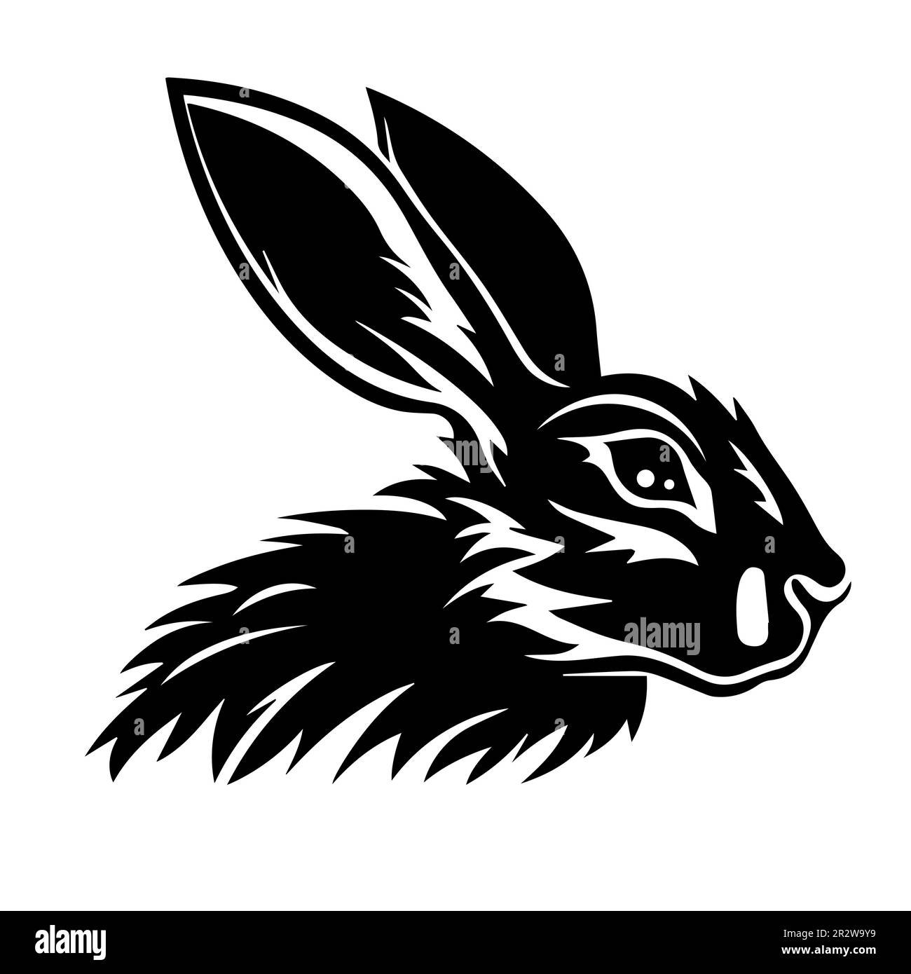 icona lepre nera su sfondo bianco. illustrazione del vettore piatto Illustrazione Vettoriale