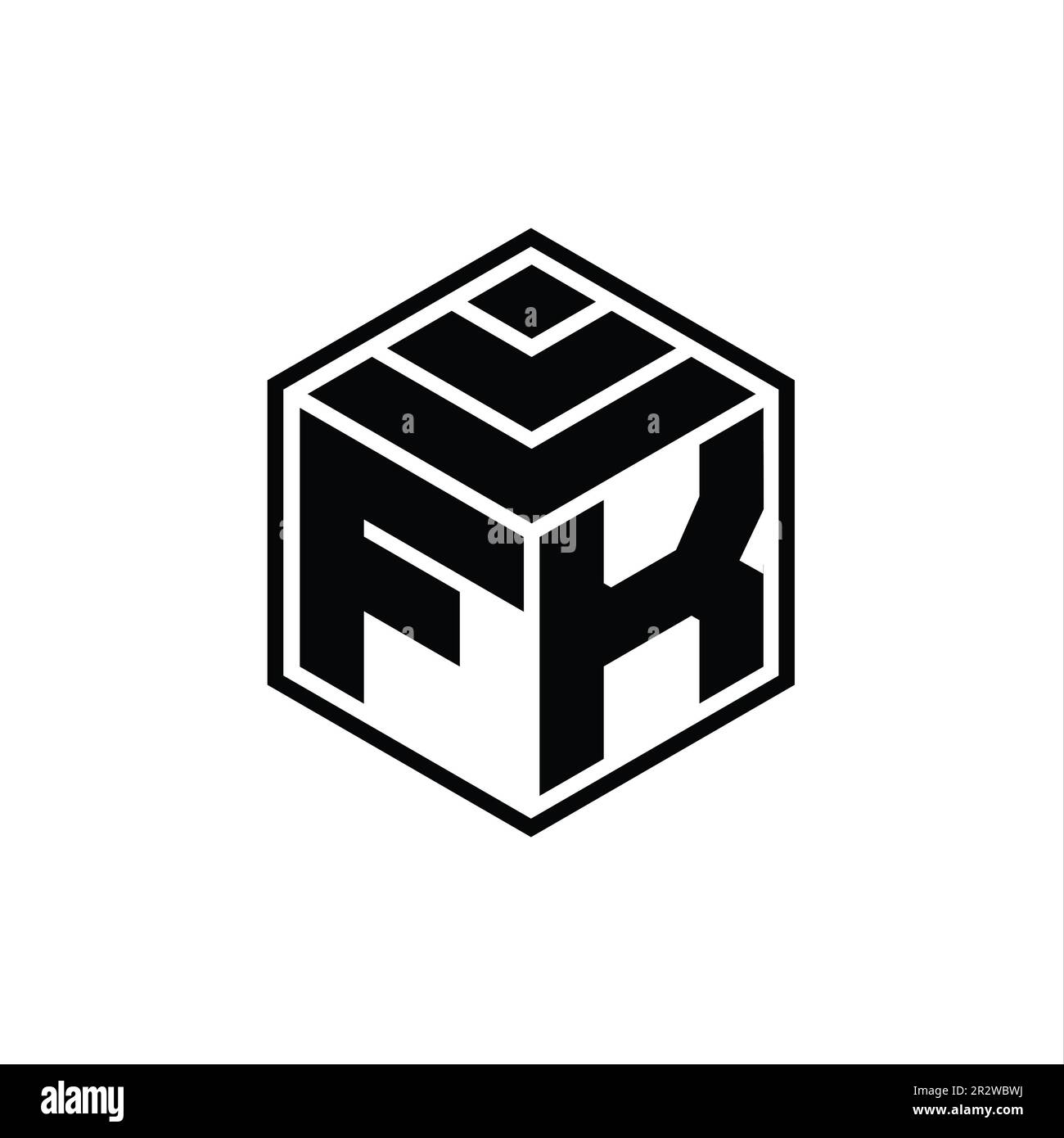 FK Logo monogramma con forma geometrica esagonale sagoma isolata Foto Stock