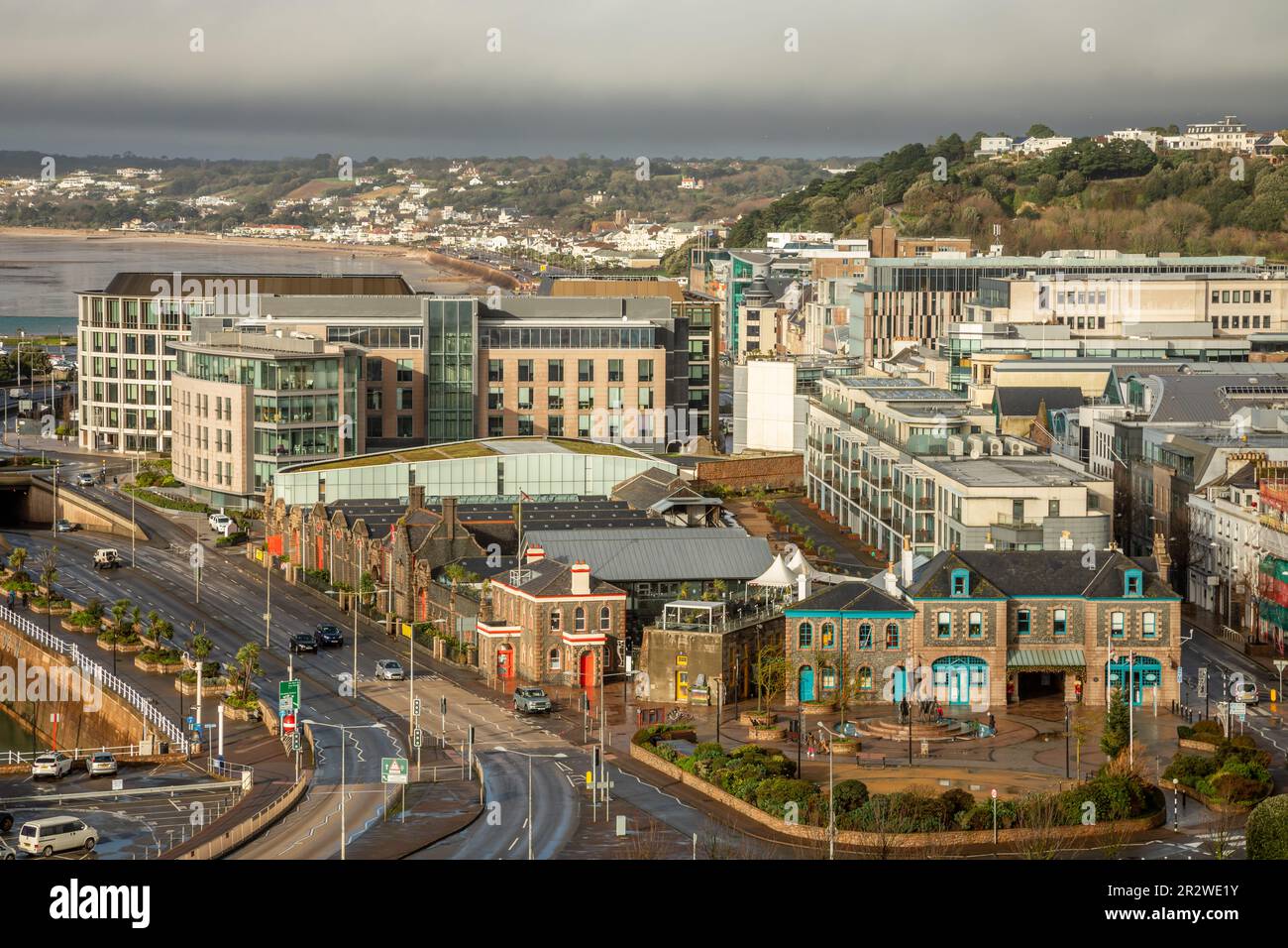 Saint Helier capitale panorama della città, Bailiwick di Jersey, Isole del canale Foto Stock