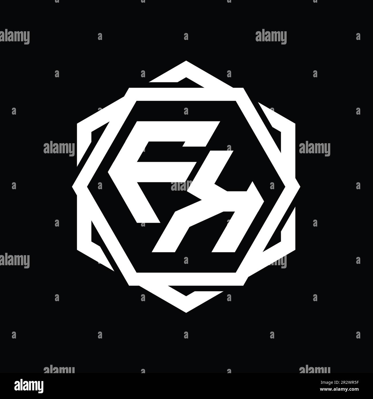 FK Logo monogramma forma esagonale con disegno a contorno isolato astratto geometrico Foto Stock