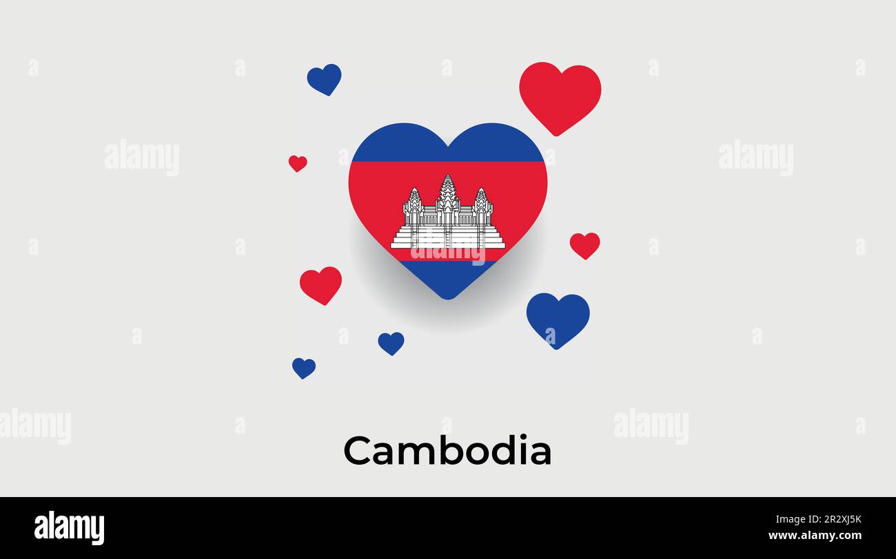 Cambogia paese cuore. Amore Cambogia bandiera nazionale vettore illustrazione Illustrazione Vettoriale