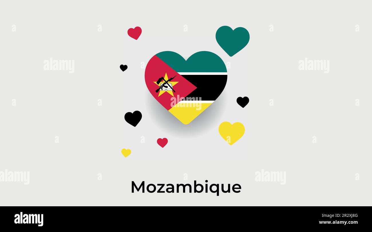 Mozambico paese cuore. Amore Mozambico bandiera nazionale vettore illustrazione Illustrazione Vettoriale