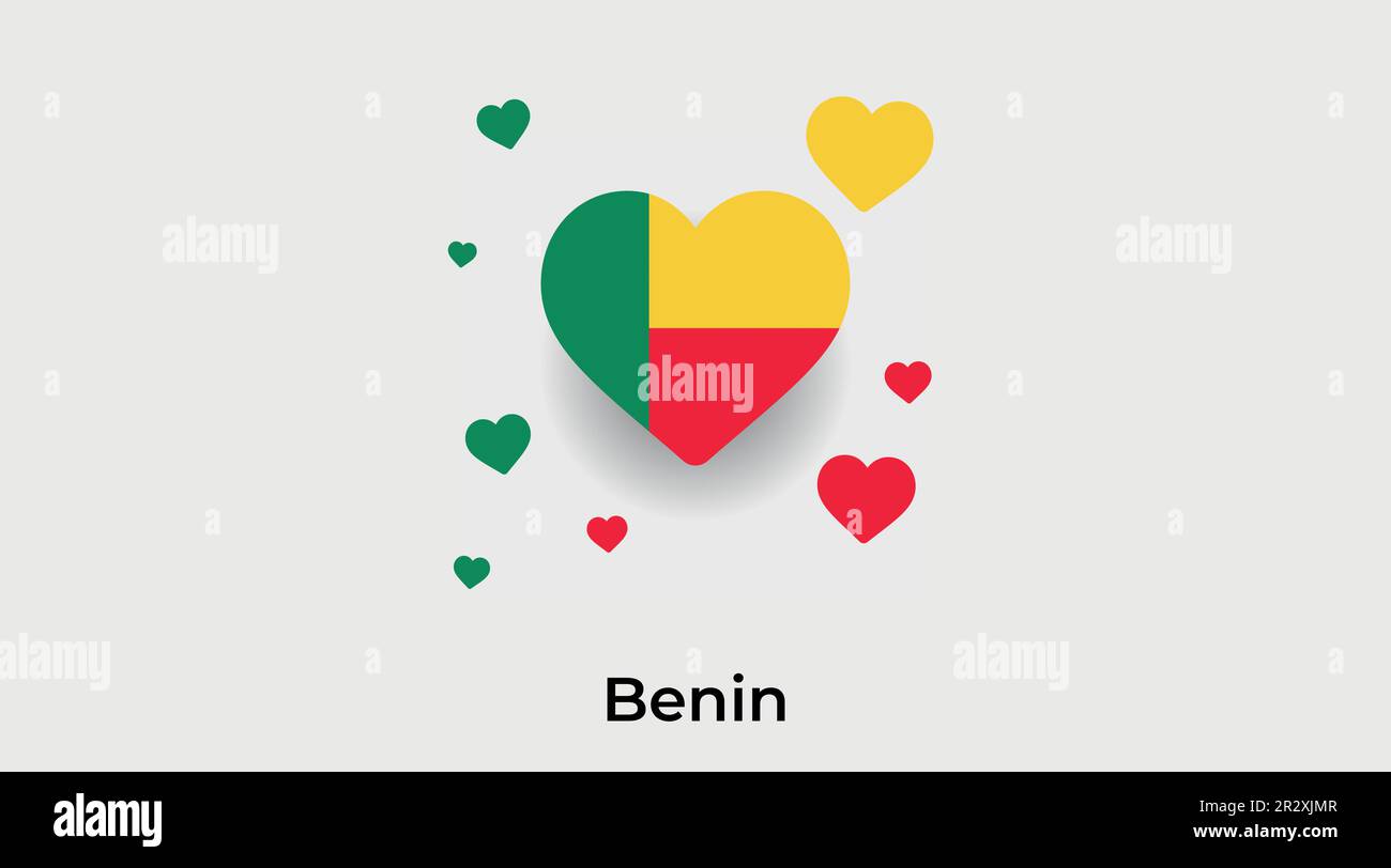 Benin paese cuore. Amore Benin bandiera nazionale vettore illustrazione Illustrazione Vettoriale