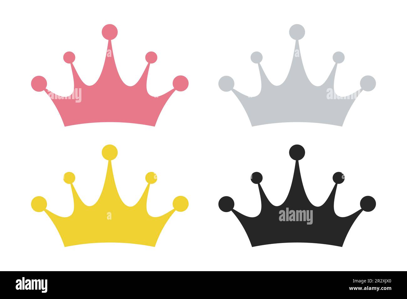 Icone vettoriali della corona del re su sfondo bianco Illustrazione Vettoriale