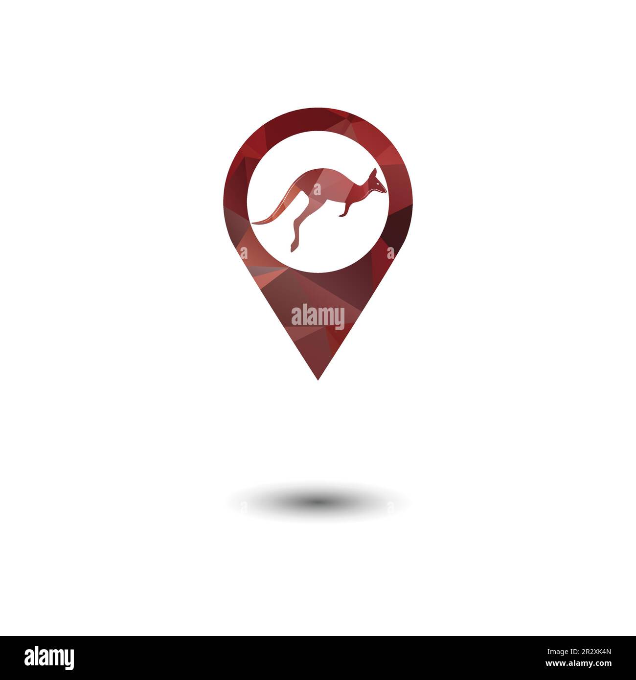 Kangaroo jumping logo modello vettore illustrazione all'interno di una forma di posizione. Illustrazione Vettoriale