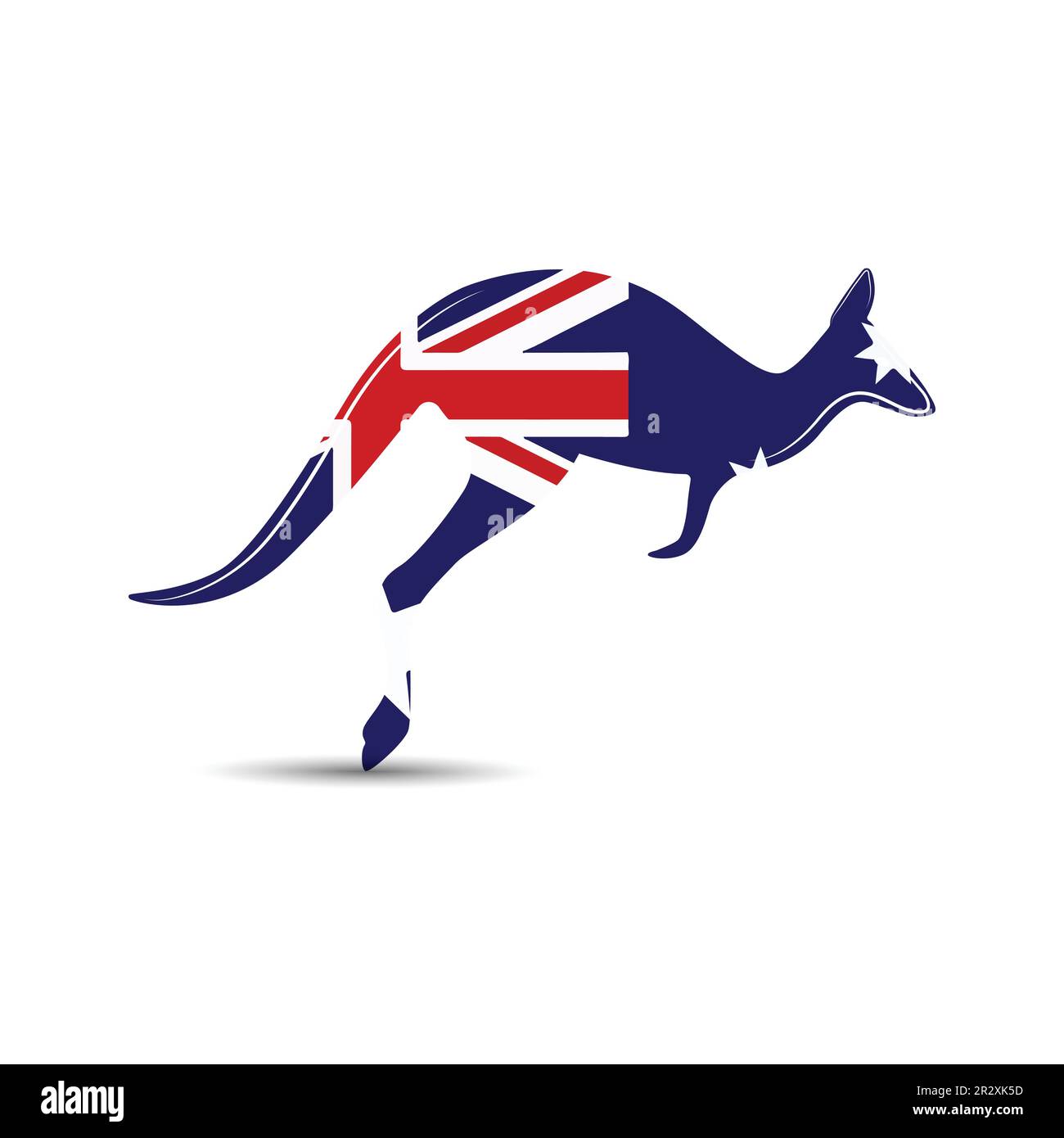 Kangaroo jumping logo template bandiera australiana. Illustrazione Vettoriale