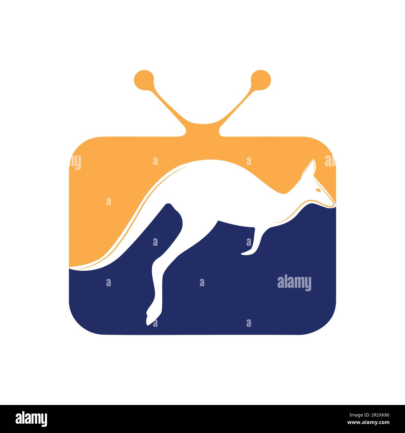 Kangaroo jumping logo modello vettoriale illustrazione all'interno di una forma di TV. Illustrazione Vettoriale