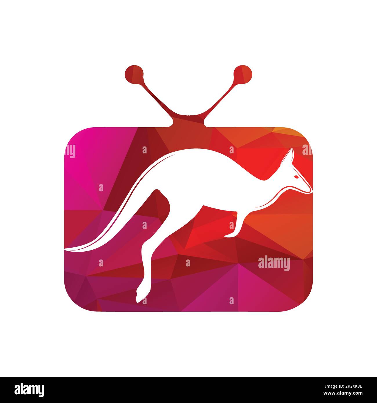 Kangaroo jumping logo modello vettoriale illustrazione all'interno di una forma di TV. Illustrazione Vettoriale
