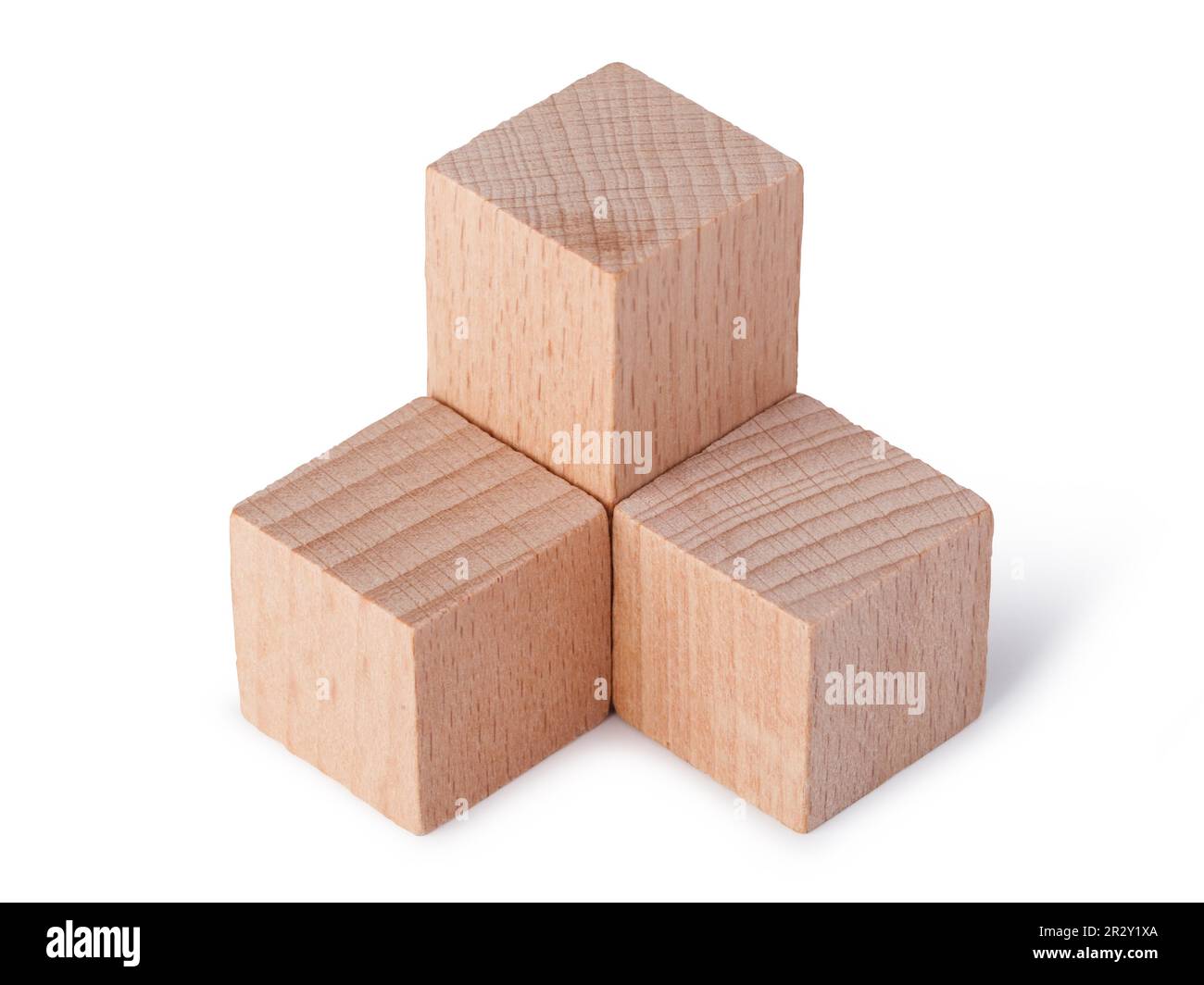 Giocattoli per bambini - cubi di legno su sfondo bianco Foto Stock