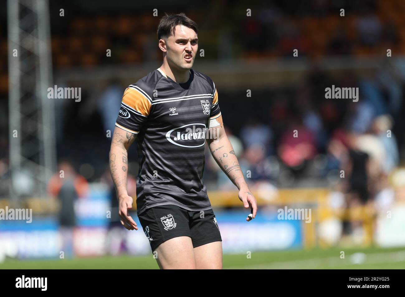 Castleford, Regno Unito. 21st maggio 2023. Tex Hoy of Hull FC durante la partita di Sesto turno della Coppa delle sfide Betfred tra Castleford Tigers e Hull Football Club presso la giungla Mend-A-hose di Castleford domenica 21st maggio 2023. (Foto: Mark Fletcher | NOTIZIE MI) Credit: NOTIZIE MI & Sport /Alamy Live News Foto Stock