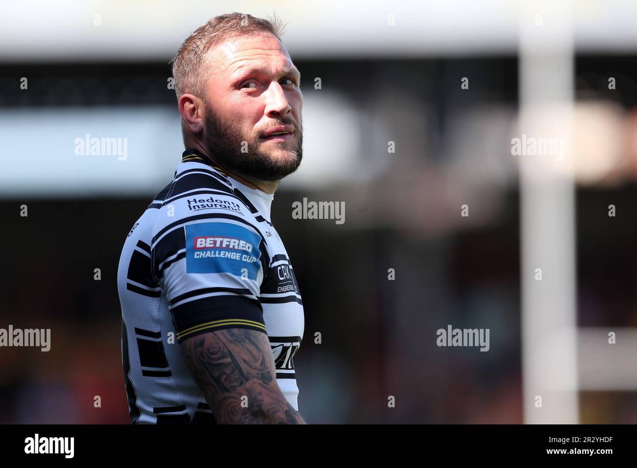 Castleford, Regno Unito. 21st maggio 2023. Josh Griffin del FC Hull durante la partita di Sesto turno della Coppa delle sfide Betfred tra Castleford Tigers e Hull Football Club presso la giungla Mend-A-Hose di Castleford domenica 21st maggio 2023. (Foto: Mark Fletcher | NOTIZIE MI) Credit: NOTIZIE MI & Sport /Alamy Live News Foto Stock