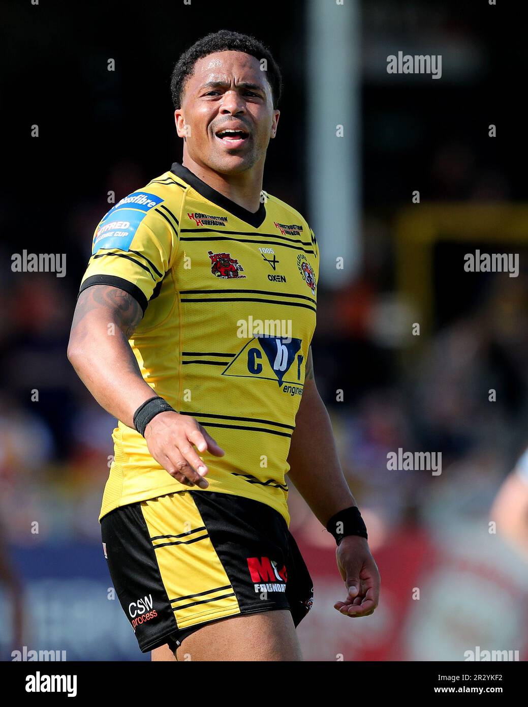 Castleford, Regno Unito. 21st maggio 2023. Jordan Turner of Castleford Tigers durante la partita di Sesto turno della Betfred Challenge Cup tra Castleford Tigers e Hull Football Club alla Mend-A-Hose Jungle di Castleford domenica 21st maggio 2023. (Foto: Mark Fletcher | NOTIZIE MI) Credit: NOTIZIE MI & Sport /Alamy Live News Foto Stock