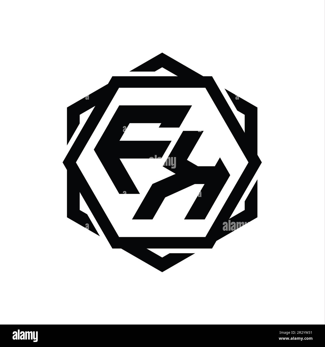 FK Logo monogramma forma esagonale con disegno a contorno isolato astratto geometrico Foto Stock