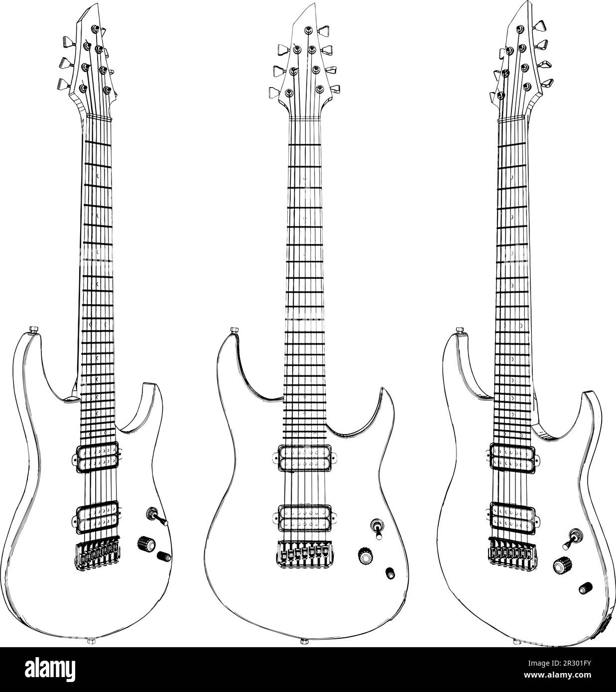 Chitarra elettrica Vector. Illustrazione isolata su sfondo bianco. Illustrazione vettoriale di una chitarra elettrica. Illustrazione Vettoriale