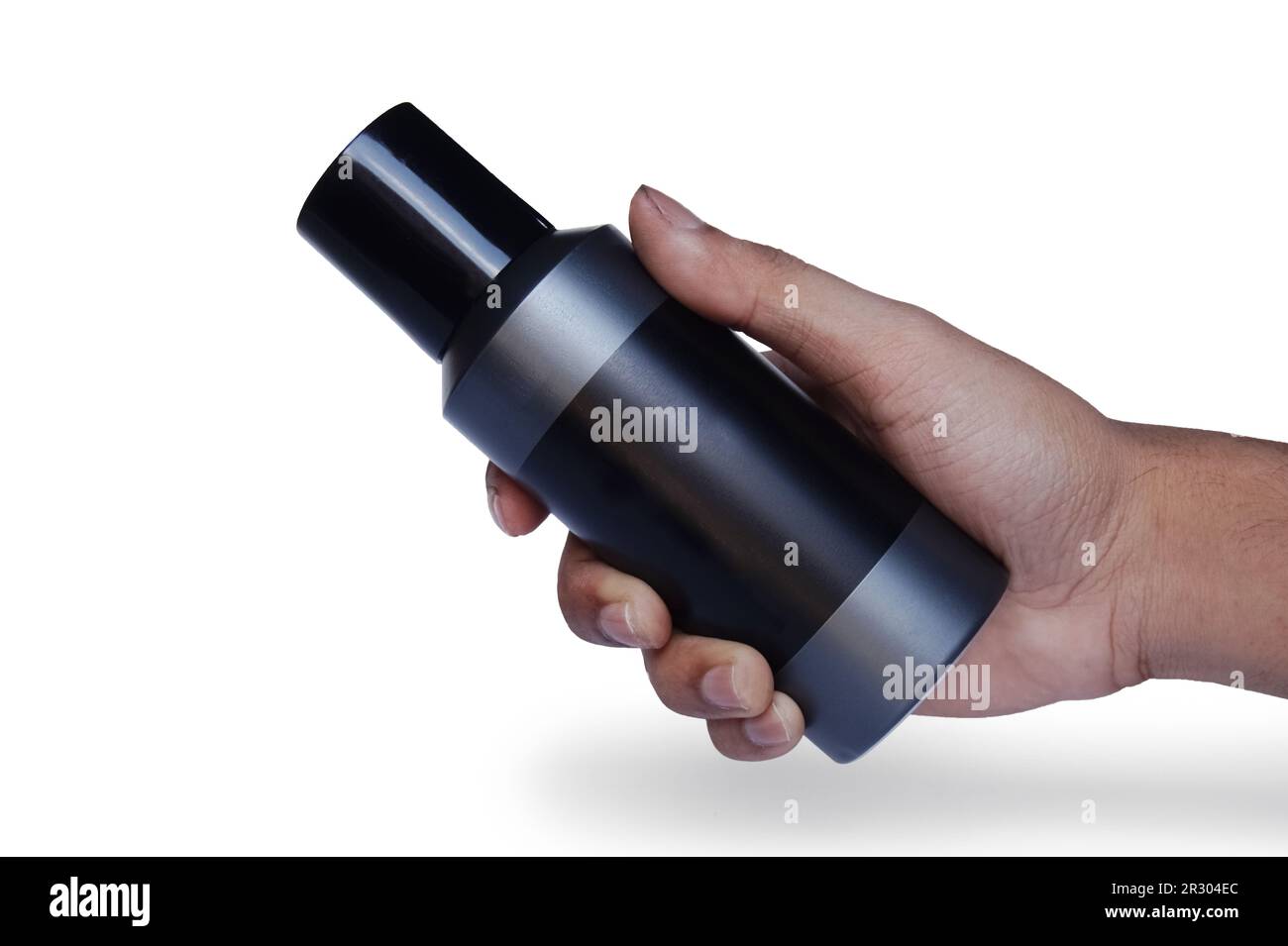 contenitore cosmetico nero o flacone isolato su bianco. Con tracciato di ritaglio Foto Stock