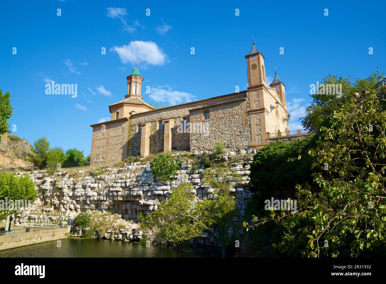 Ermitage Virgen de la Fuente, costruito su una diga romana, Saragozza in Spagna. Foto Stock