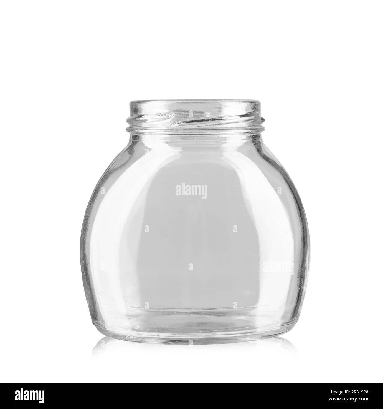 Vaso vuoto per conservazione. Isolato su sfondo bianco. Il file contiene il percorso di ritaglio Foto Stock