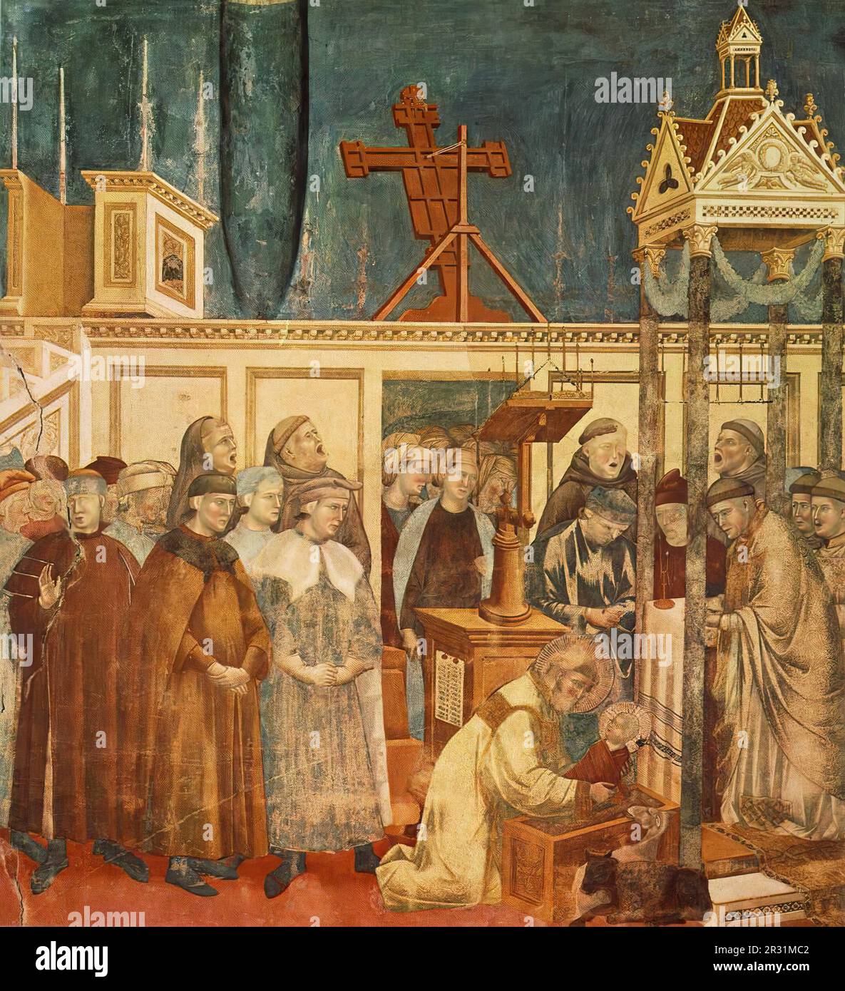 GIOTTO di Bondone (1267, Vespignano, 1337, Firenze) leggenda di San Francesco: 13. Istituzione del Presepe a Greccio 1297-1300 fresco, 270 x 230 cm Foto Stock