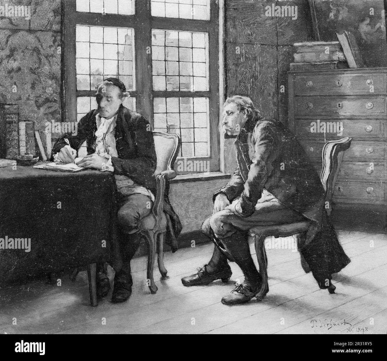 Alla Giustizia della Pace 1878, artista: Pieter Verhaert, belga, 1852-1908 Foto Stock