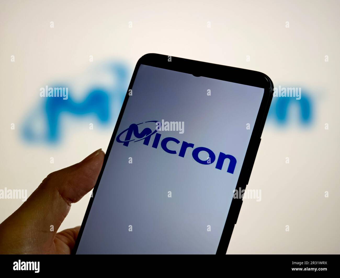 SUQIAN, CINA - 22 MAGGIO 2023 - llustration: Micron, Suqian City, Jiangsu Province, Cina, 22 maggio, 2023. Foto Stock