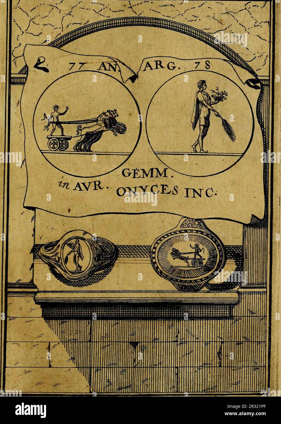 'Dactyliothecae, seu Annulorum sigillarium quorum priscos tam Graecos quam Romanos usus, ex ferro, aere, argento & auro requestuarii ... Collectis aliunde & ineditis & editis anulorum figuris auctior;" (1695) Foto Stock