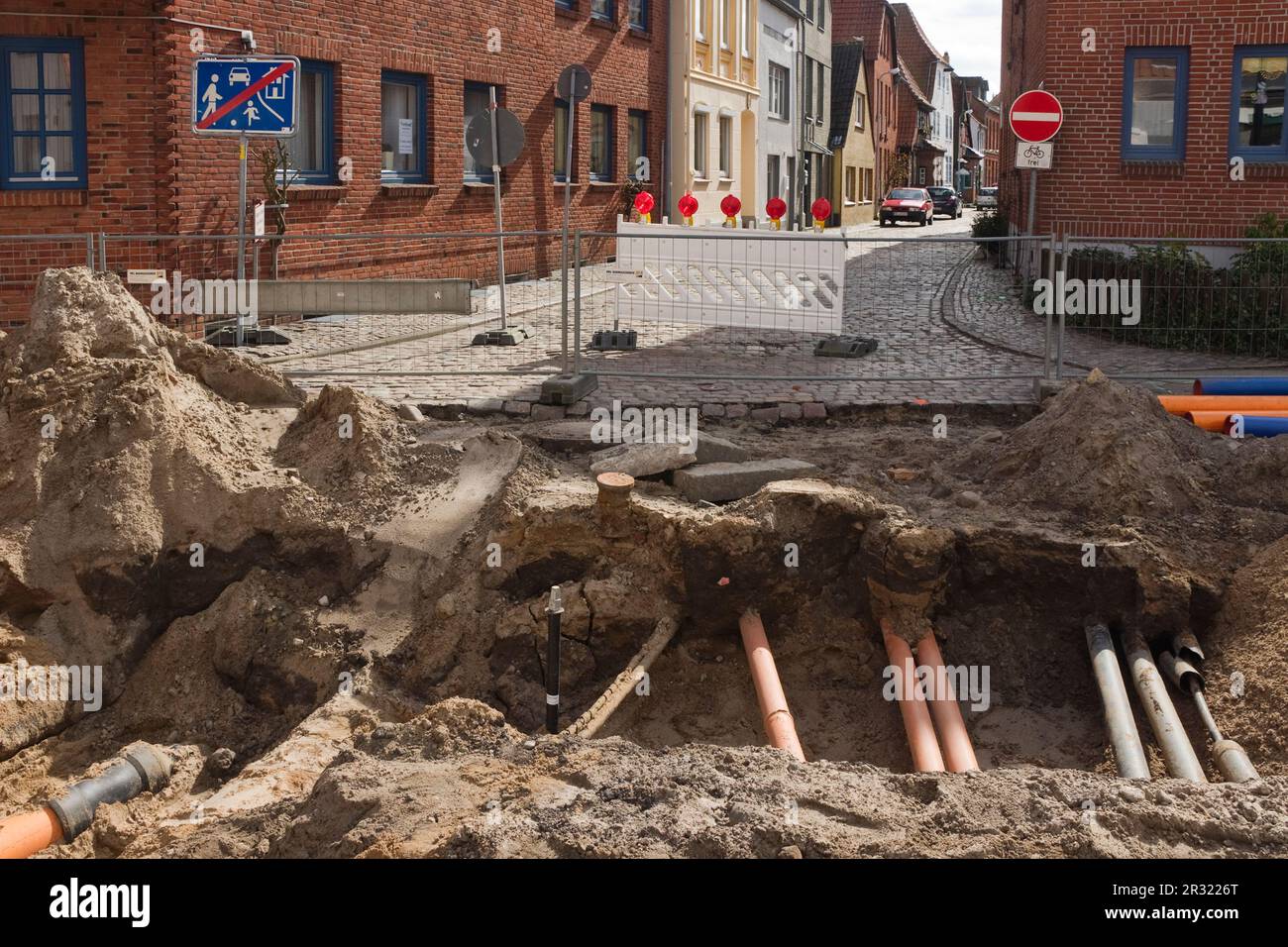 Lavori di ingegneria civile in cantiere Foto Stock