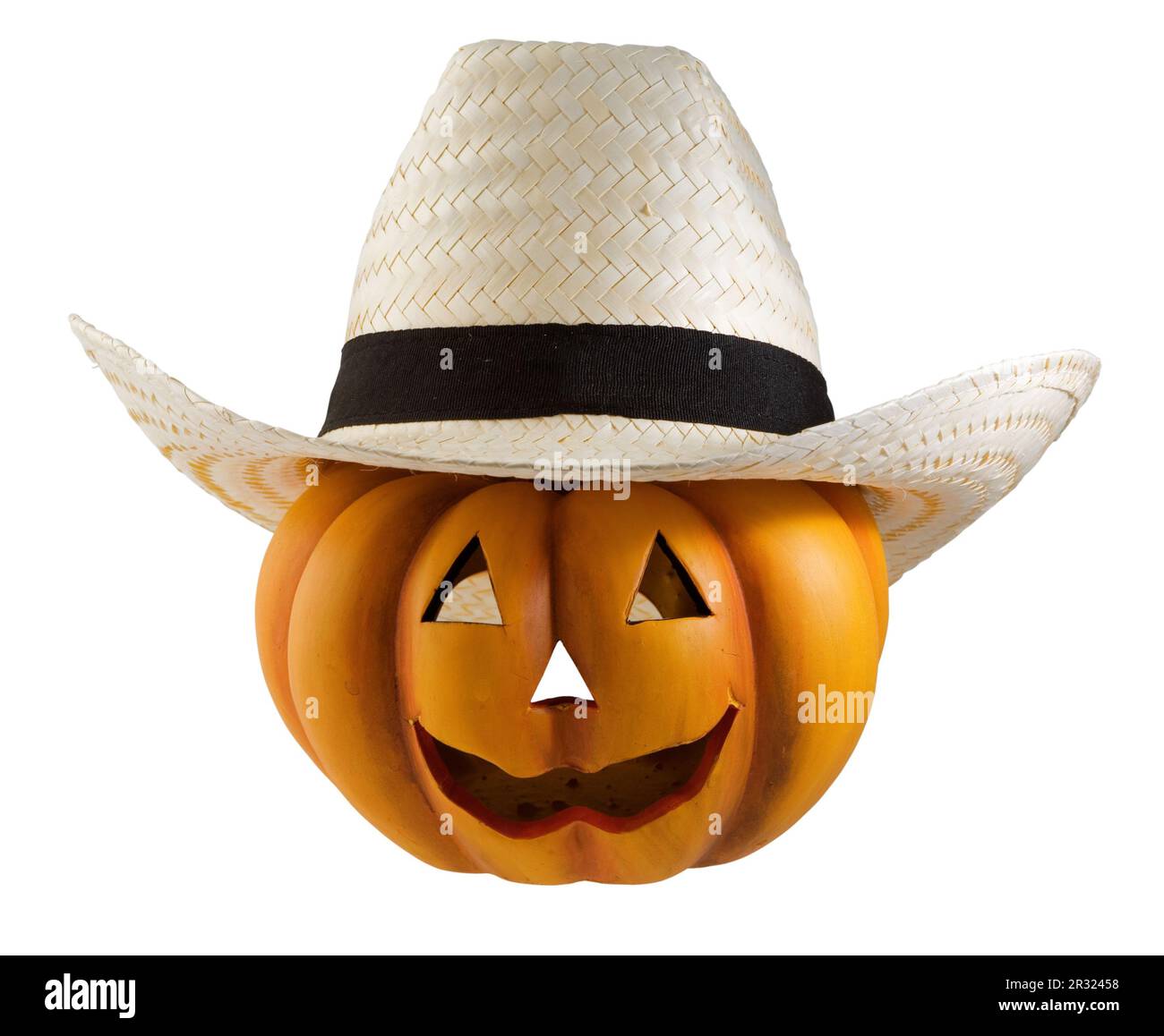 Zucca con cappello di paglia. Foto Stock