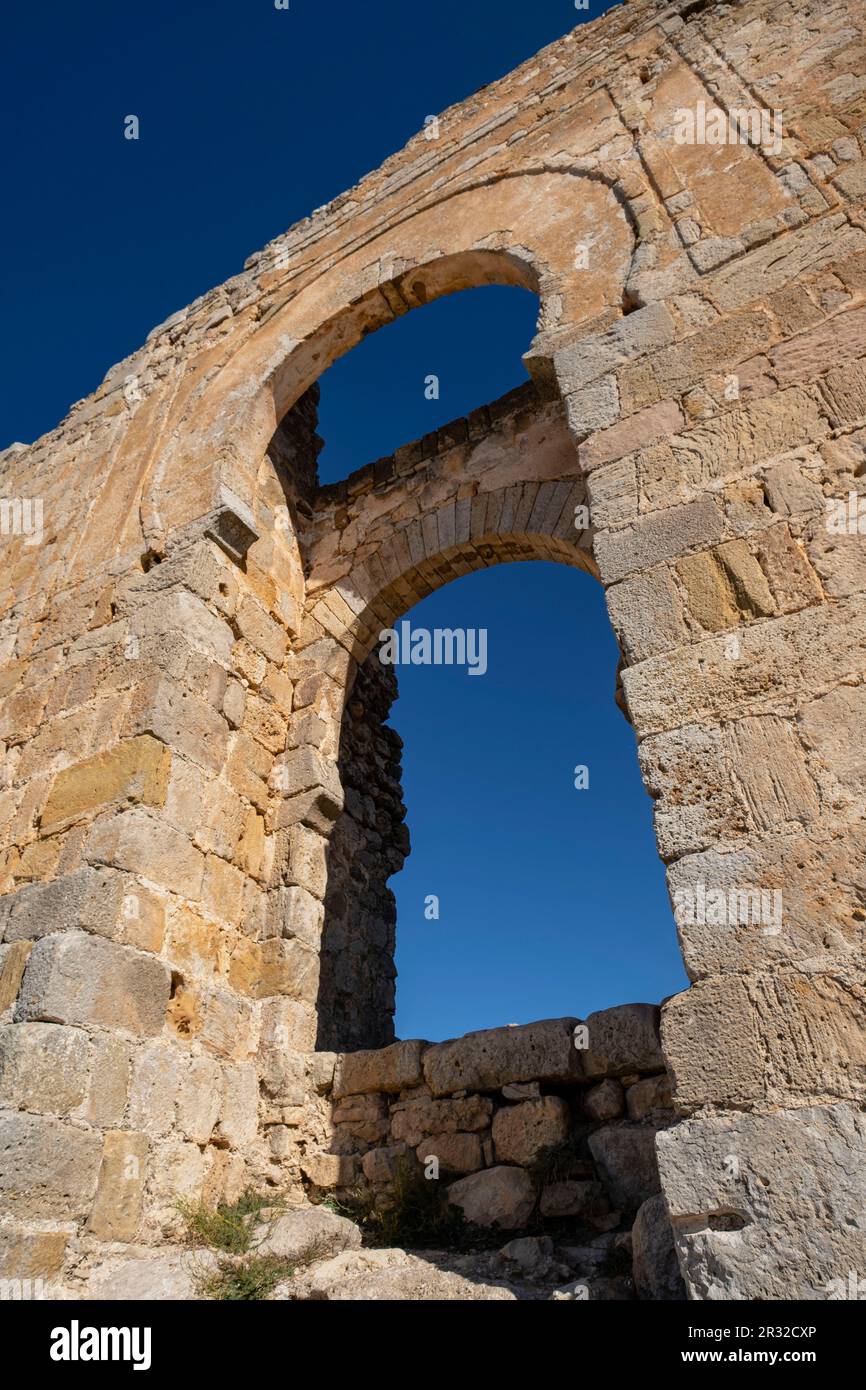 Puerta califal, Castillo de gormaz, Siglo X, Gormaz, Soria, Comunidad Autónoma de Castilla, Spagna, Europa. Foto Stock