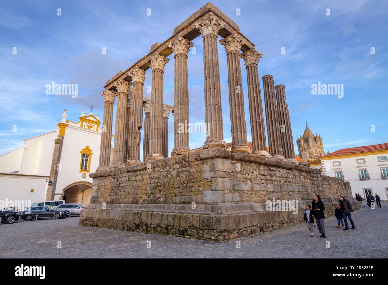 Il Templo romano de Évora, il Templo de Diana, siglo I a.c., Évora, Alentejo, Portogallo. Foto Stock