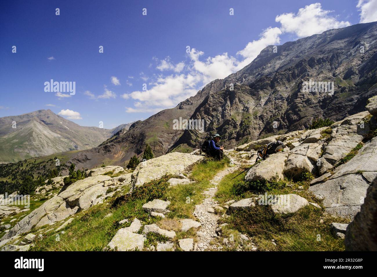 Strada Los Millares, Valle Gistaín, Pirenei Aragonesi, Huesca, Spagna. Foto Stock