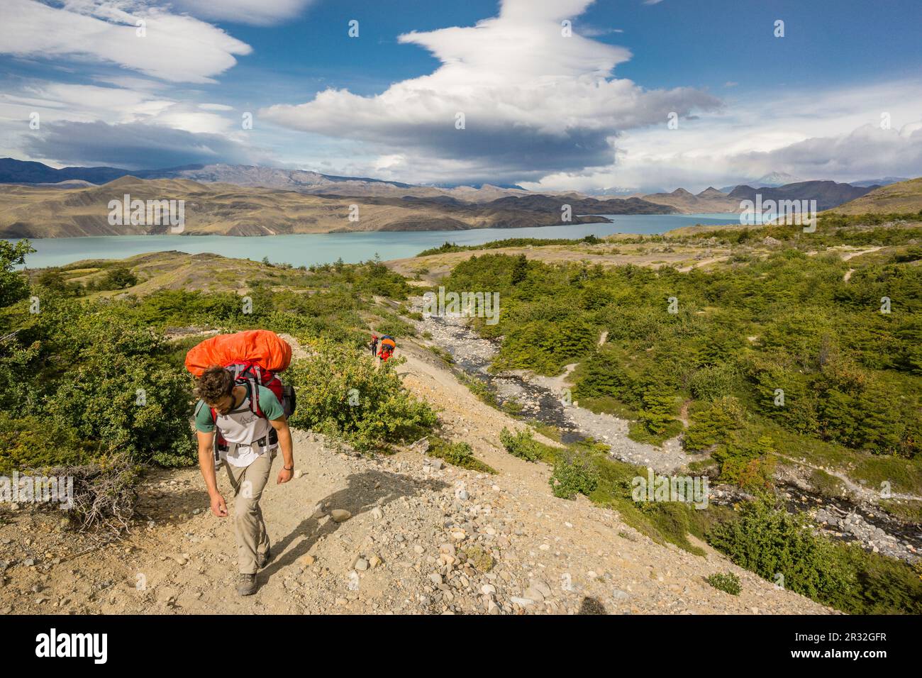 Trekking W, Parque nacional Torres del Paine,Sistema nacional de Áreas Silvestres Protegidas del Estado de Chile.Patagonia, República de Chile,América Del Sur. Foto Stock