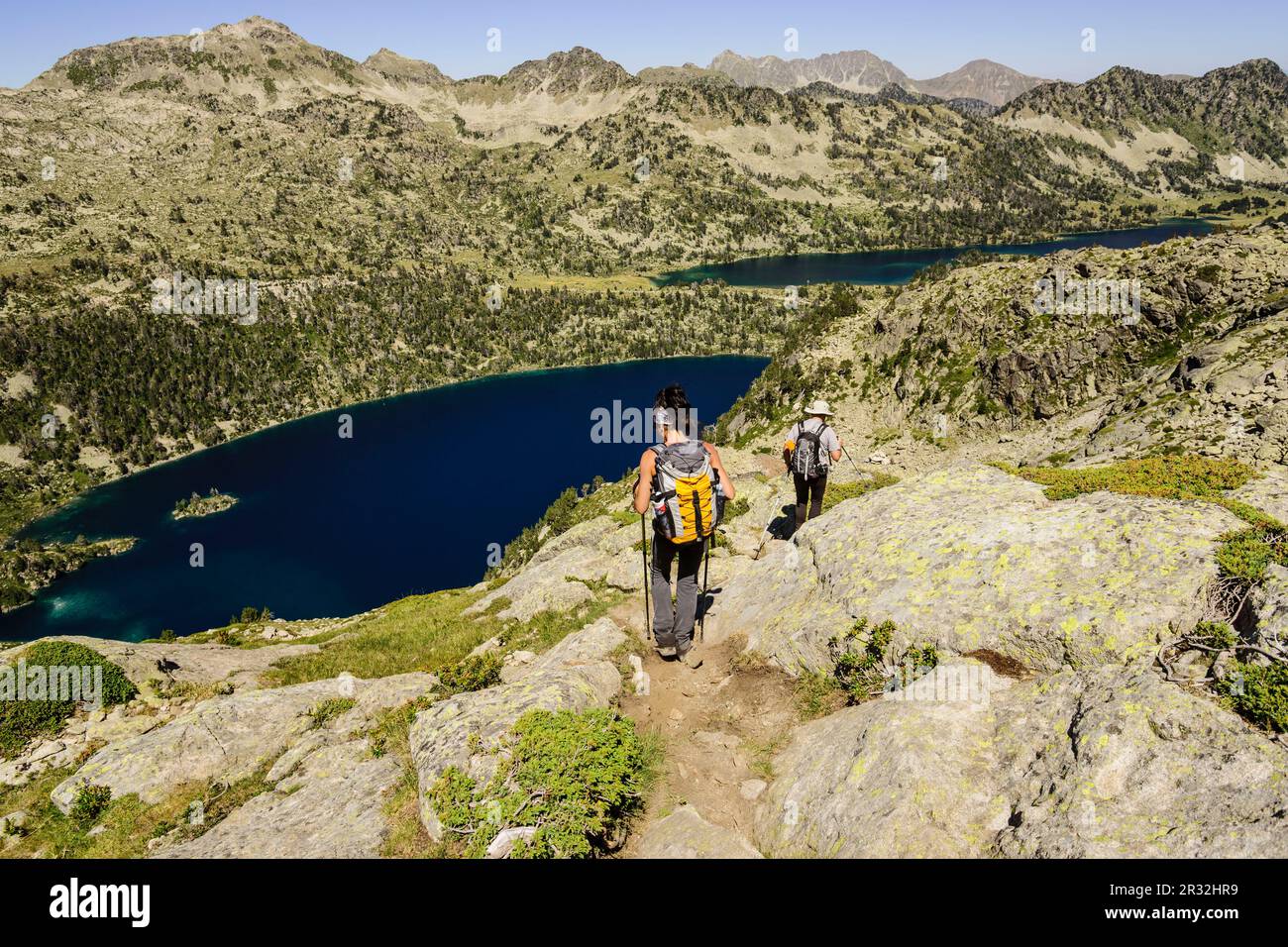 Ascenso al Pico Néouvielle, 3091 metros, Parque Natural de Neouvielle, Pirineo francés, Bigorre, Francia. Foto Stock