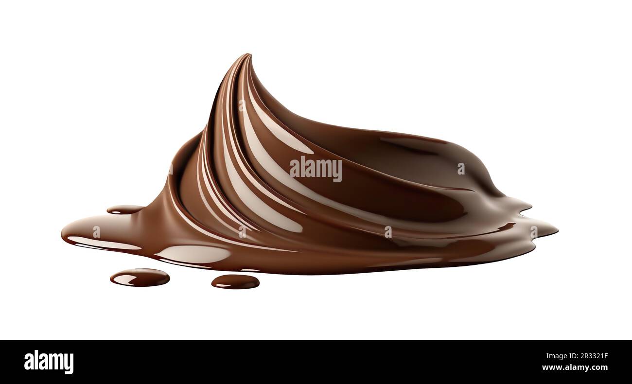 Vortice di cioccolato fuso, isolato su sfondo bianco Foto Stock
