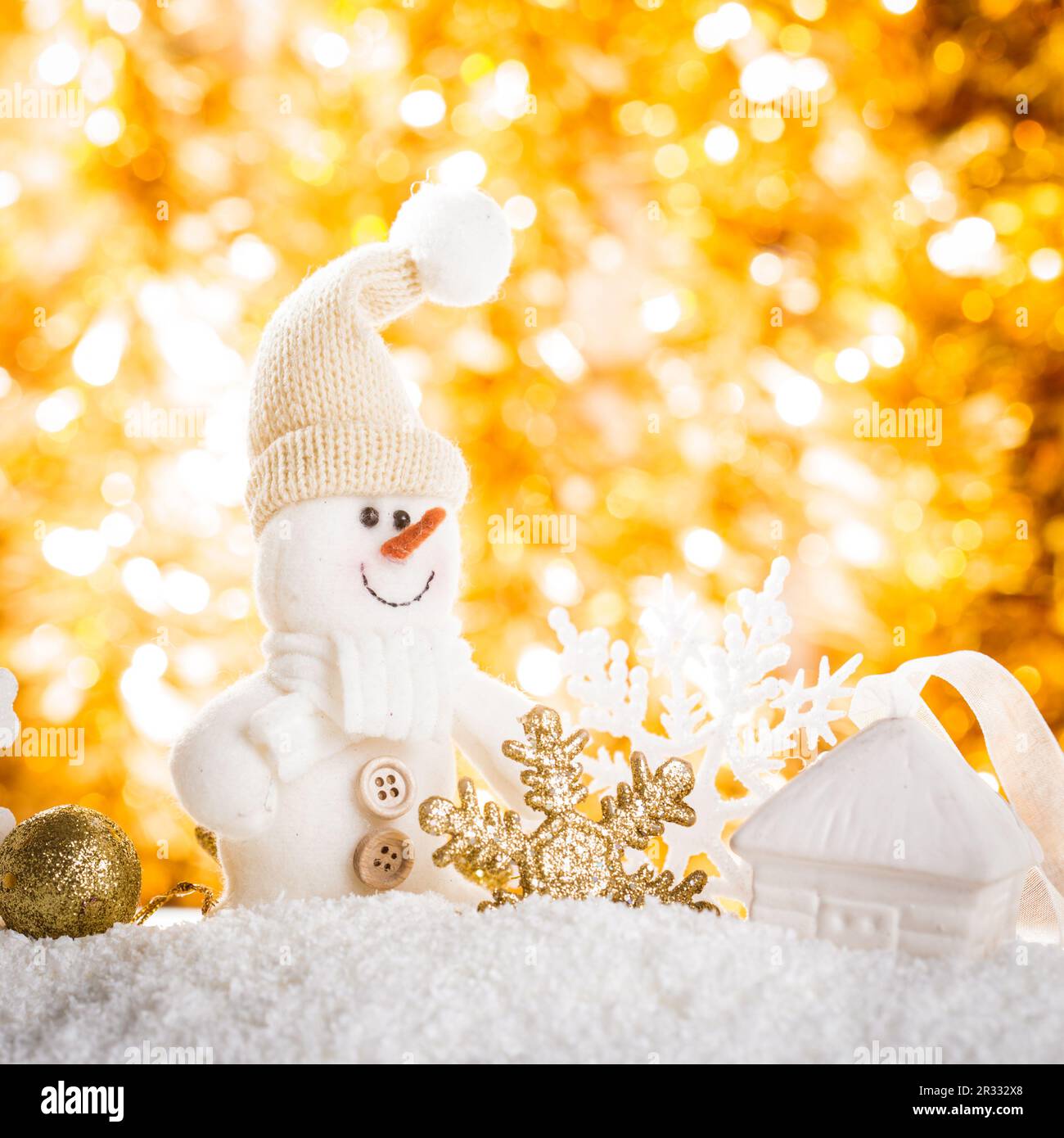 Pupazzo di neve su oro Foto Stock