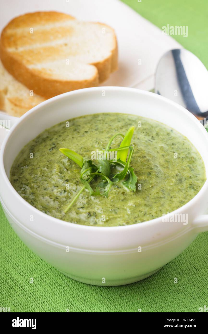 Green minestra in crema Foto Stock