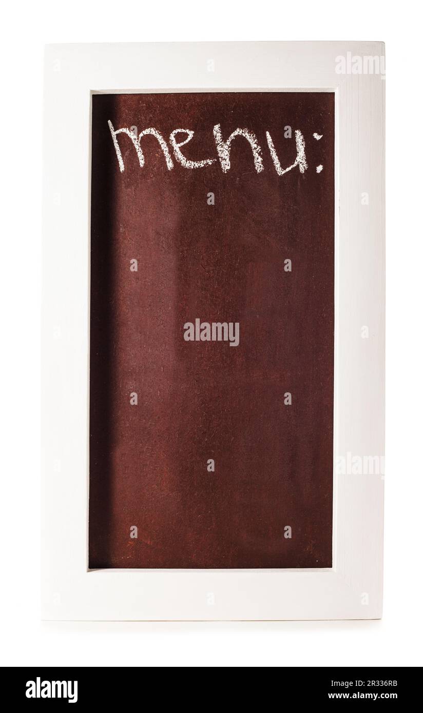 Lavagna con menu Foto Stock