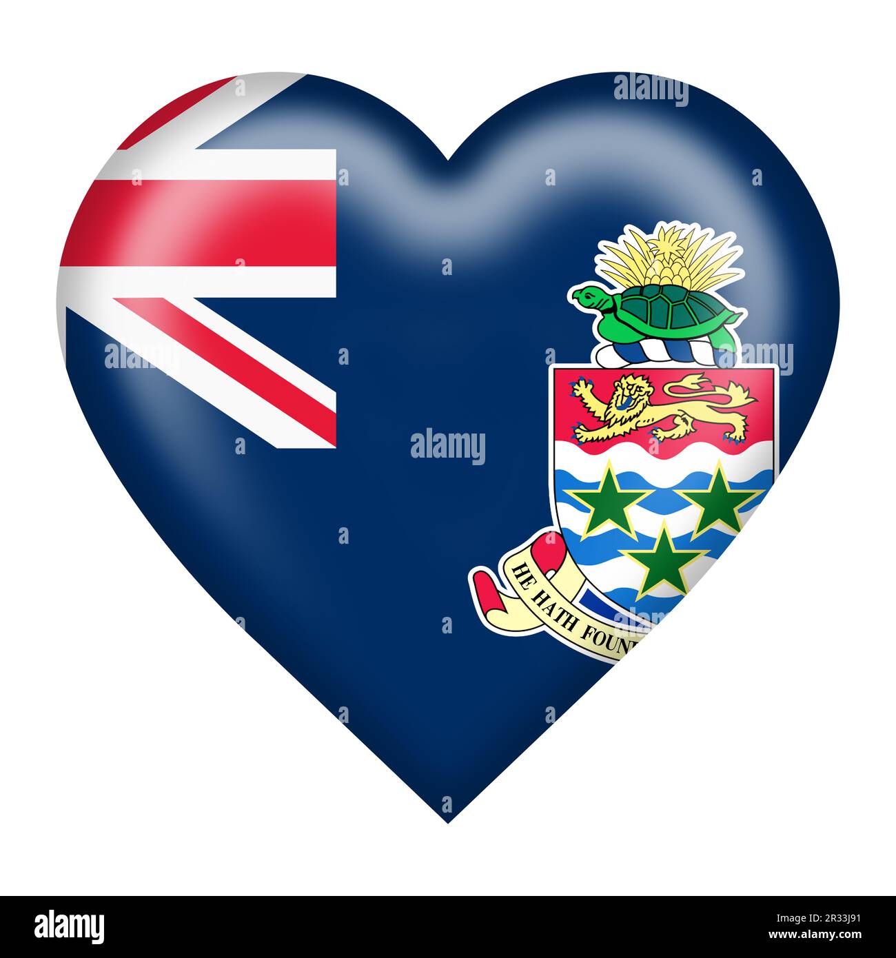 Cayman Islands flag Heart Button con immagine del tracciato di ritaglio 3D Foto Stock