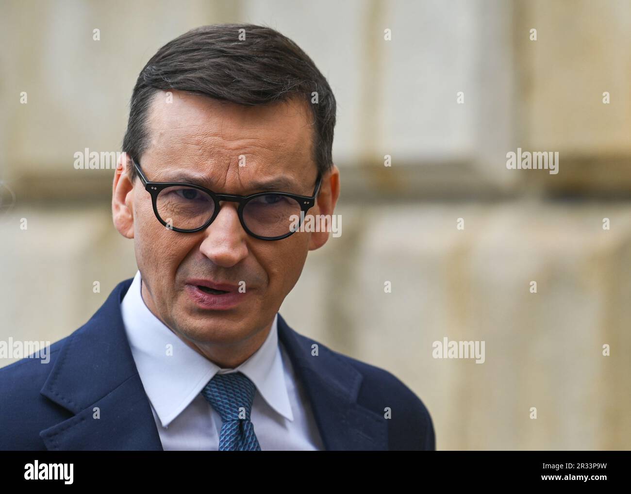 Mateusz Morawiecki, primo Ministro polacco, in occasione del 50th° anniversario del sacerdozio di Marek Jedraszewski nella Cattedrale di Wawel a Cracovia, in Polonia, il 20 maggio 2023, a Cracovia, Polonia. Credit: ASWphoto/Alamy Live News Foto Stock