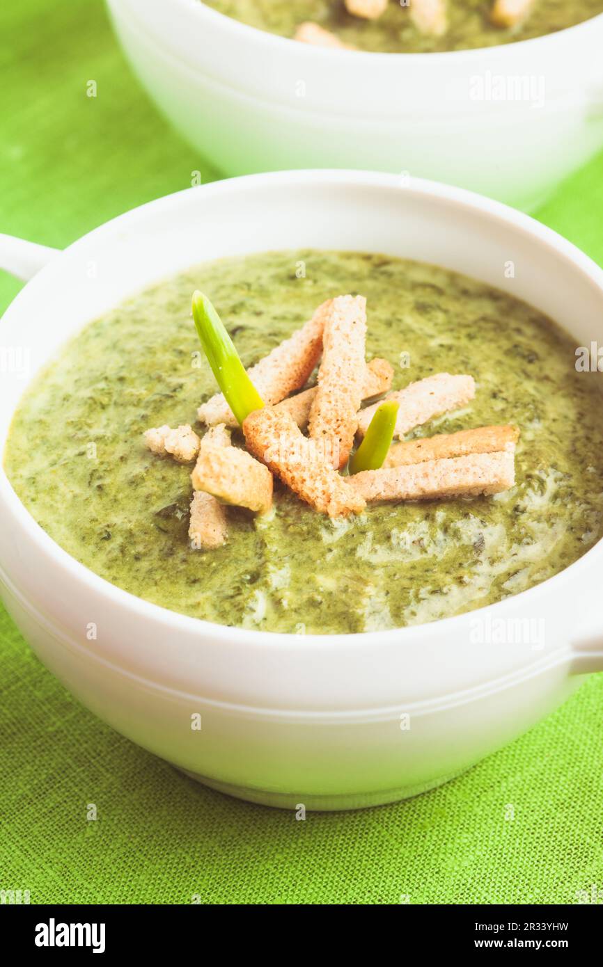 Green minestra in crema Foto Stock