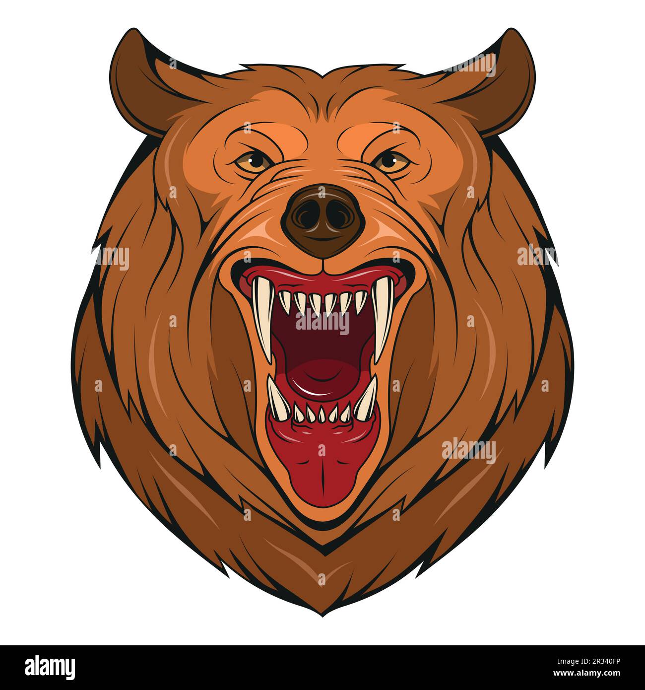 Orso arrabbiato. Illustrazione vettoriale di un grizzly. Orso ruggente Illustrazione Vettoriale